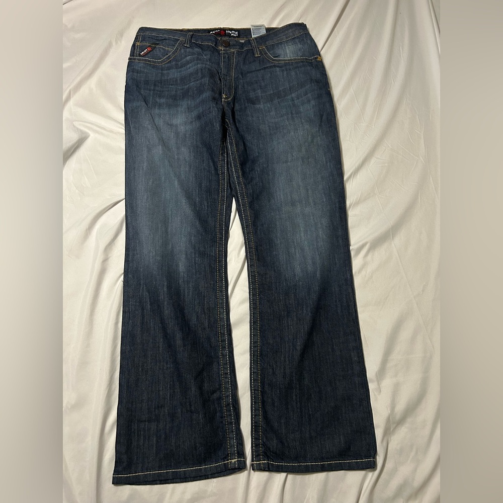 Ariat Fire Resistant Low Rise M4 Boot Cut Men's Blue Jeans Size 36 X 32